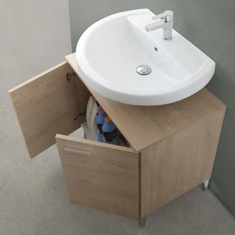 Mobile sotto lavabo universale 70 cm rovere dolomite con 2 ante Desya