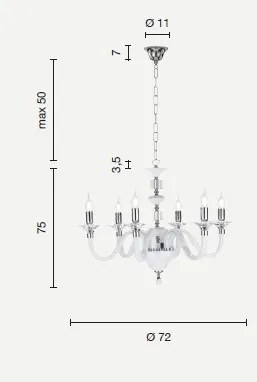 Lampadario in vetro e cristallo fume' gala 6 luci lp.gala-6-fumè