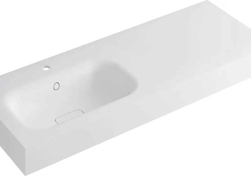 Lavabo a incasso rettangolare vasca a sinistra L 120.5 x H 15 x P 46 cm in resina bianco lucido