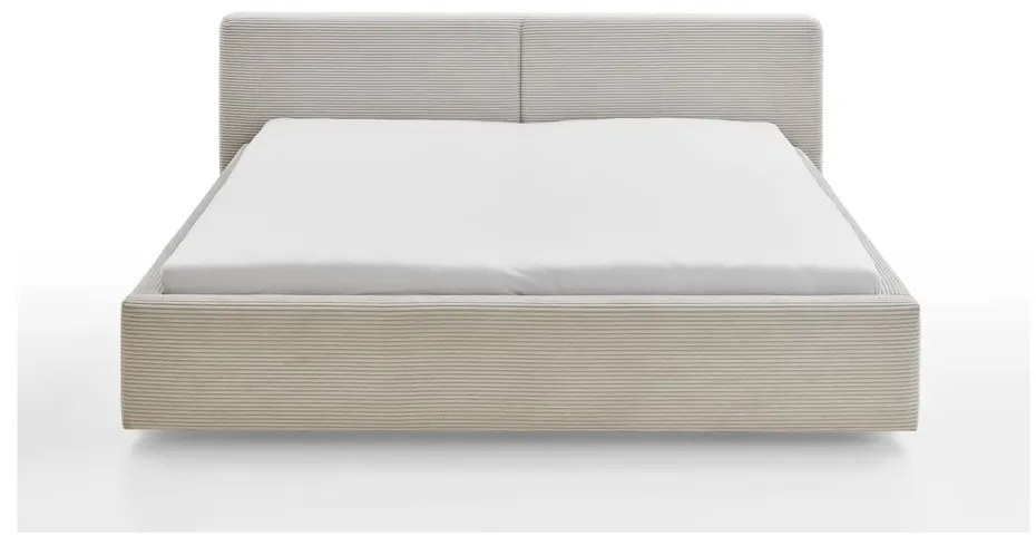 Letto matrimoniale imbottito beige con contenitore con rete inclusa 180x200 cm Cube – Meise Möbel