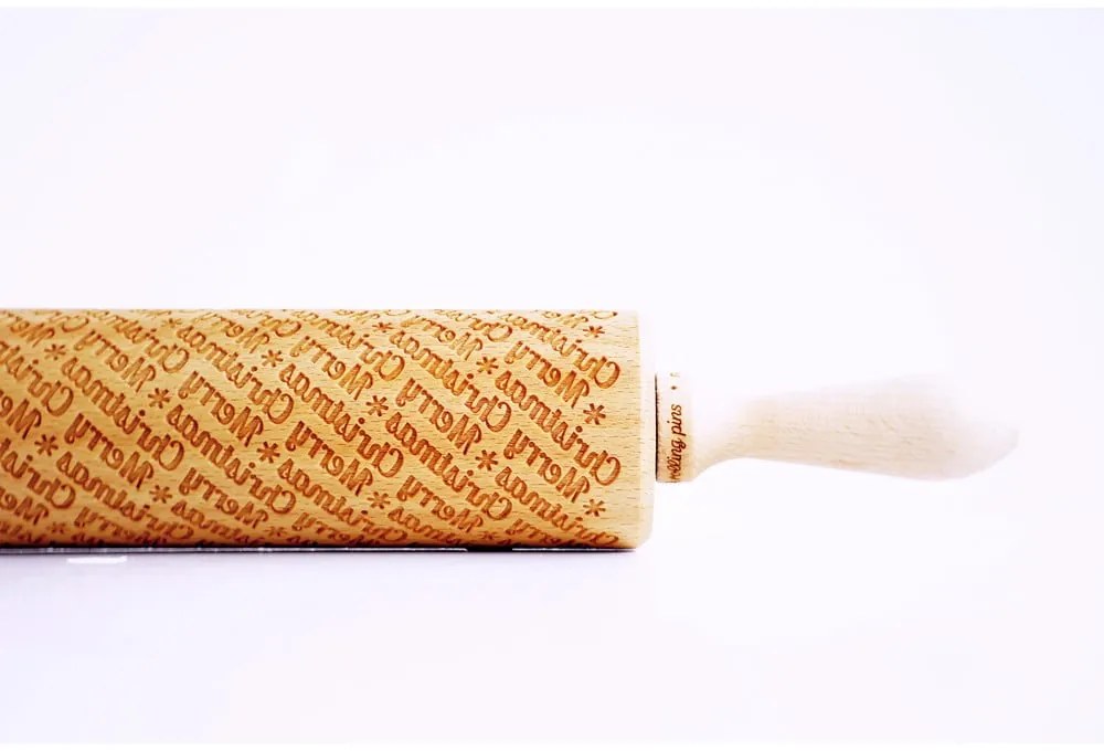 Rullo per pasta in legno a rilievo natalizio con Merry Christmas - Valek