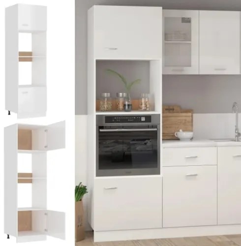 Armadio per Microonde Bianco Lucido 60x57x207 cm in Truciolato