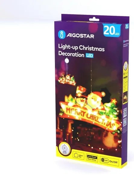 Aigostar - Decorazione natalizia luminosa a LED 20 LED / 3 batterie AAA Buon Natale 23 cm