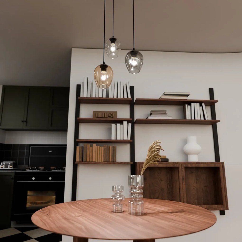 Lampadario a Sospensione in Acciaio e Vetro ISTAR 3 BL PREMIUM 3xE27