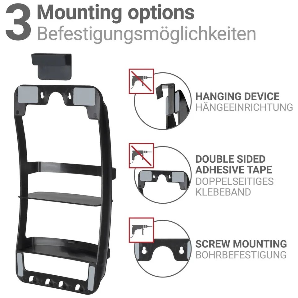 Mensola da bagno da appendere/senza foratura nera in plastica Universal – Wenko