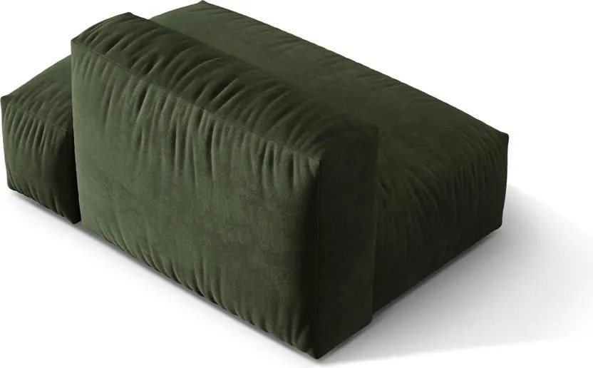 Parte divano componibile verde (con penisola a destra) con rivestimento in velluto Martina – Micadoni