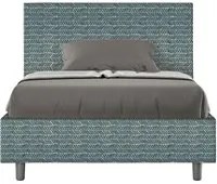 Letto una piazza e mezza con rete imbottito 120x190 tessuto Aragona 8 blu Adele