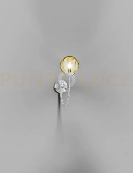 Puppet applique a parete p ambra trasparente cromo lucido 1 luce at...