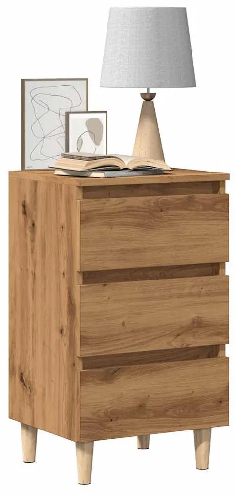 Comodino Rovere Artigianale 40x35x69 Cm İn Legno Multistrato /