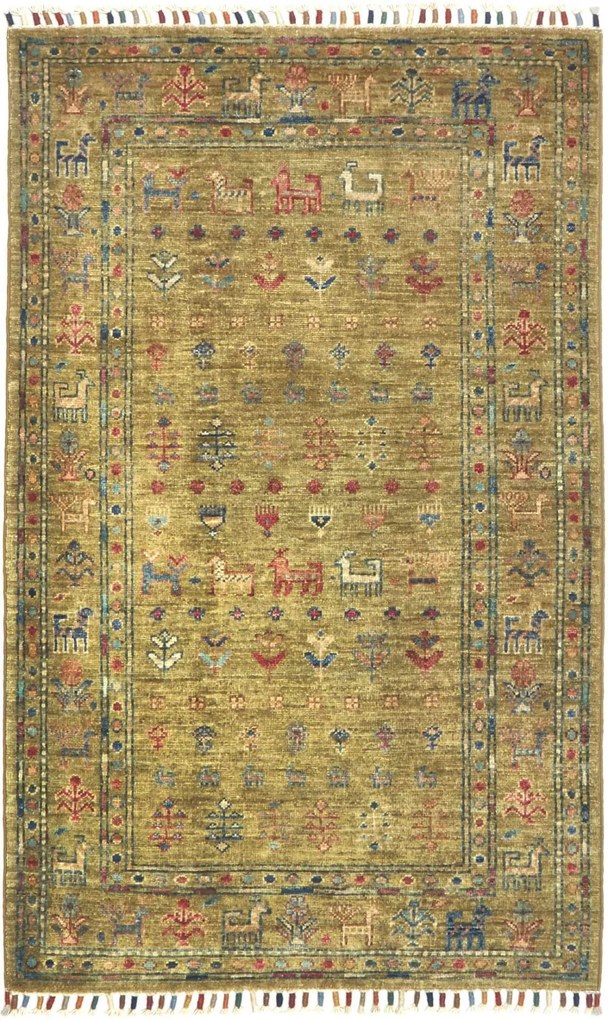 Samarkand Tappeto orientale 80 x 130 Verde (Pakistan) Annodato A Mano