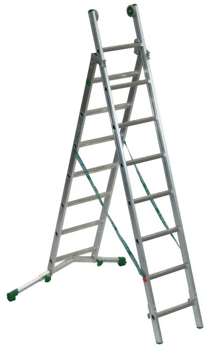 Scala a sfilo FACAL Super Prima in alluminio 2 rampe da 8 gradini portata massima 150 kg EN 131 per lavori fino a 5.1 m