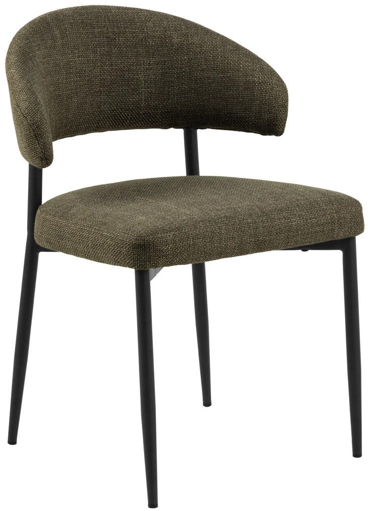 IRIS Verde Oliva (tessuto Basel 77) – SEDIA IMBOTTITA TESSUTO INTRECCIATO PER SOGGIORNO/SALA DA PRANZO IN STILE LOFT
