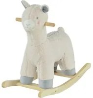 Cavallo a Dondolo per Bambini in Legno e Peluche Alpaca Crema