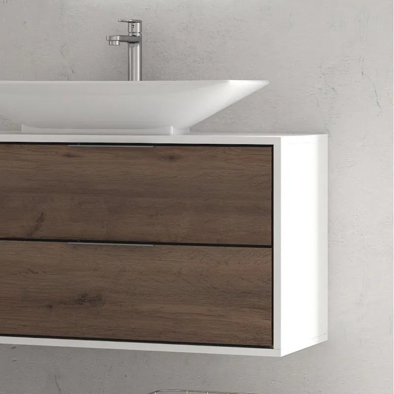 Kamalu - mobile bagno 150cm doppio lavabo bicolore con 4 cassetti spr-150d