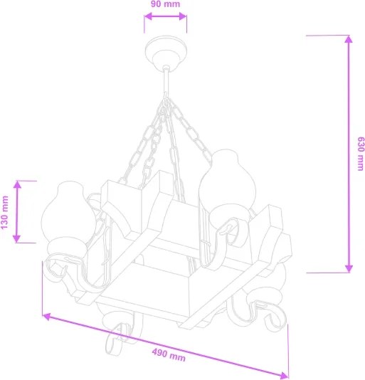 Brilagi - Lampadario a sospensione con catena QUEEN 4xE14/40W/230V faggio