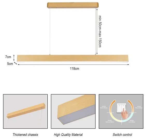 Brilagi - Lampada a sospensione su cavo LED SLEEKLINE LED/40W/230V 3000/4500/6000K effetto rovere