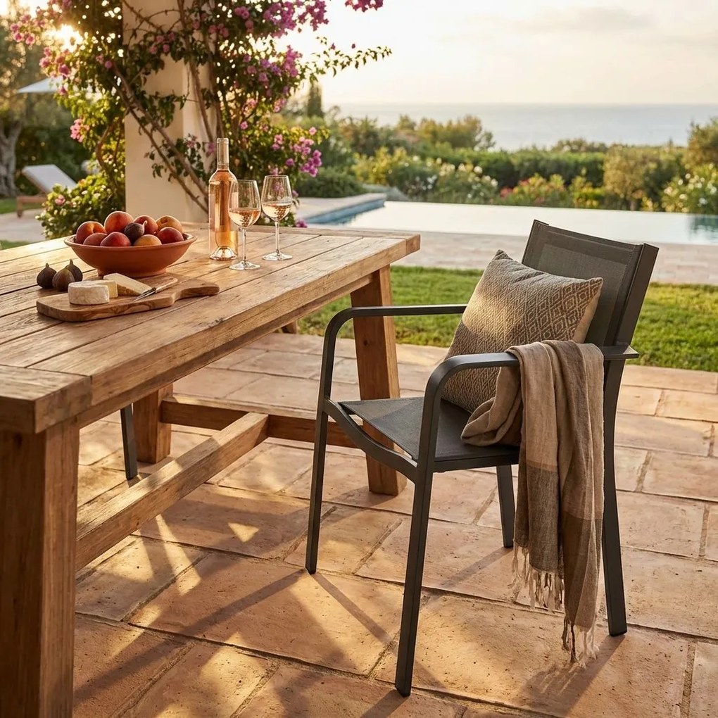 SPLENDOR - poltrona da giardino in alluminio e textilene impilabile