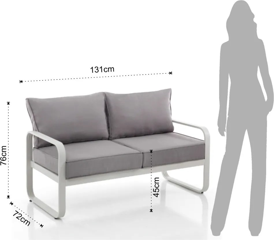 Divano da giardino in alluminio grigio Ischia - Tomasucci