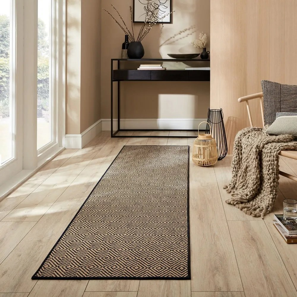 Pedata in iuta per scale in colore nero-naturale 60x600 cm Diamond - Flair Rugs