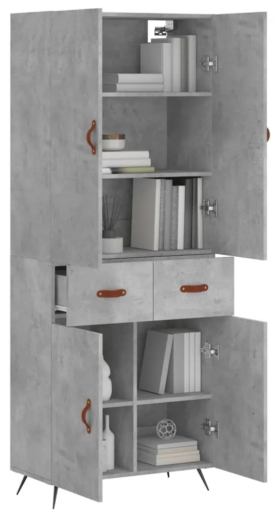 Credenza grigio cemento 69,5x34x180 cm in legno multistrato