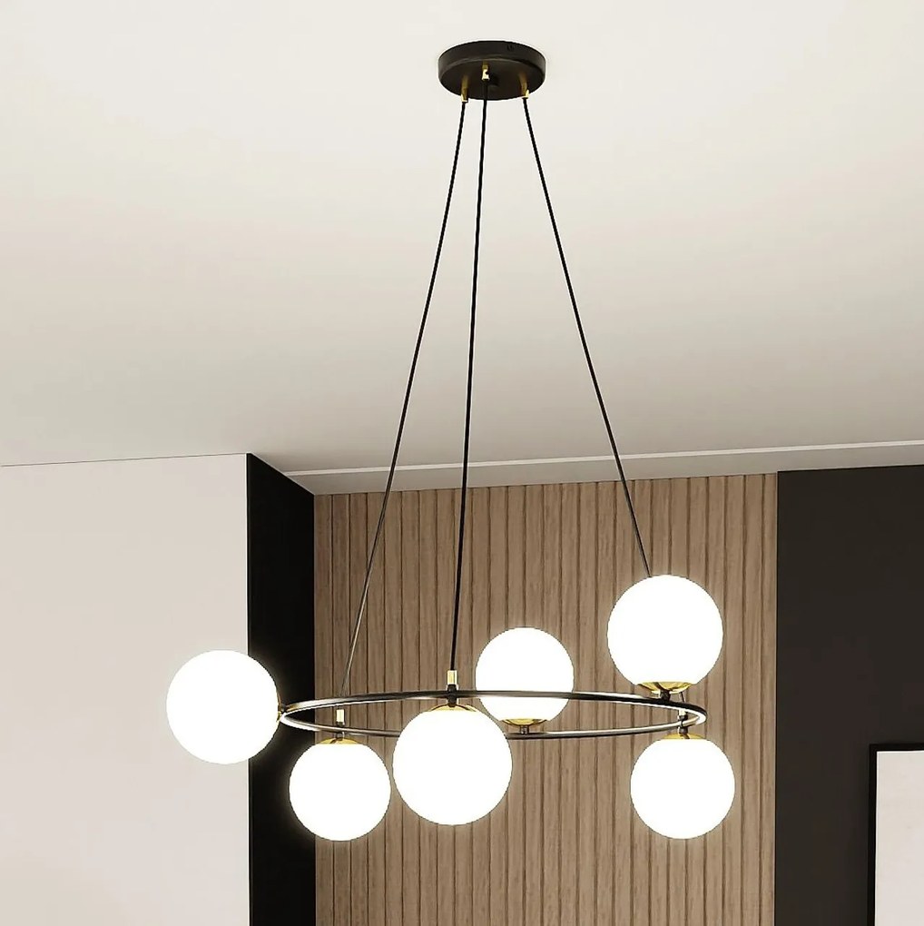 Lampadario a Sospensione AZURA 6 in Acciaio e Vetro 6xE14