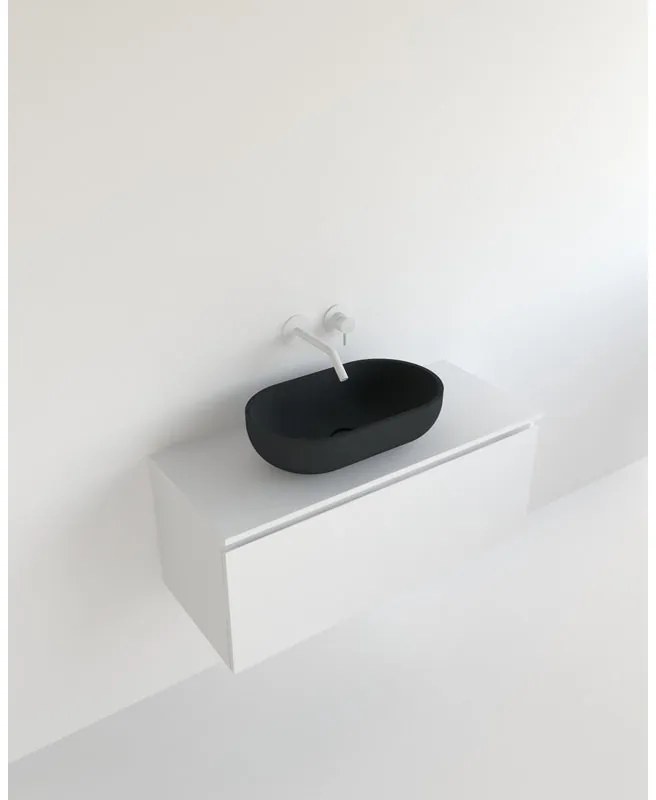 Lavabo da appoggio Capsula ovale in resina L 60 x H 17.1 x P 35 cm nero opaco