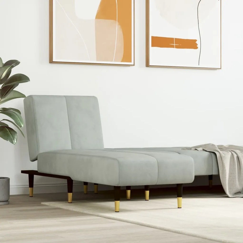 Chaise Longue İn Velluto Grigio Chiaro /
