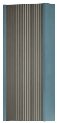 Pensile bagno Niwa laccato opaco blu pacifico con vetro grigio carbone, 1 anta apertura da sinistra P 17 x L 30 x H 78.5 cm