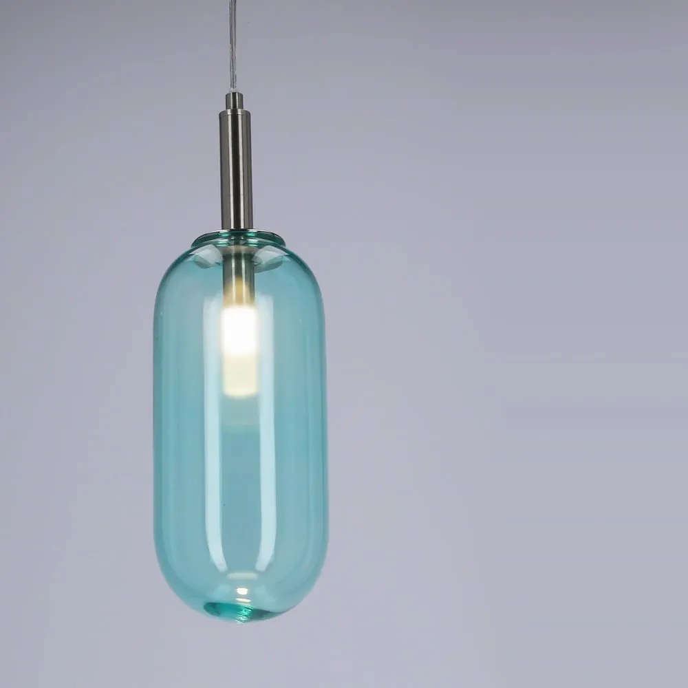 Lampadario LED blu con paralume in vetro ø 13 cm Fiuggi – Candellux Lighting