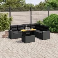 Set Divani da Giardino con Cuscini 7pz Nero Polyrattan 3271328