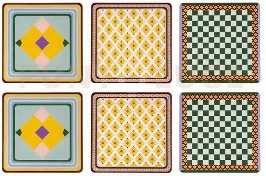 Set 6 pezzi sottobicchiere quadrato disegno rainbow
