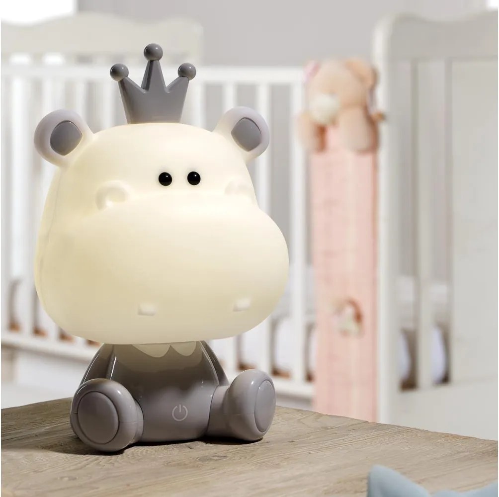 ONLI - Lampada notturna dimmerabile per bambini PUPPIES LED/3W/230V 25 cm ippopotamo/grigio