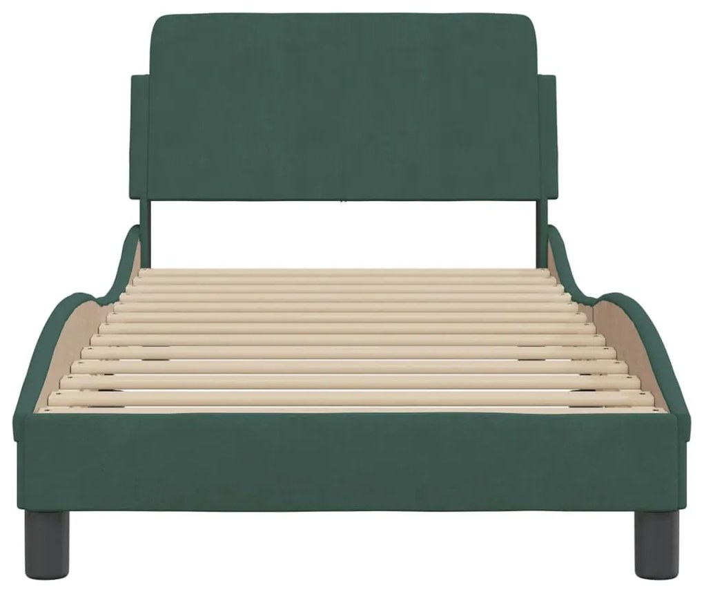 Giroletto con testiera verde scuro 80x200 cm in velluto