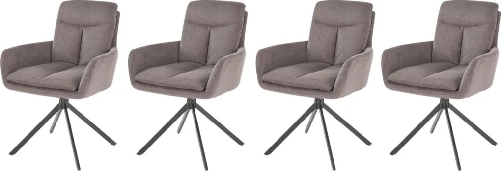 Set di 4 sedie girevoli K536 in tessuto grigio