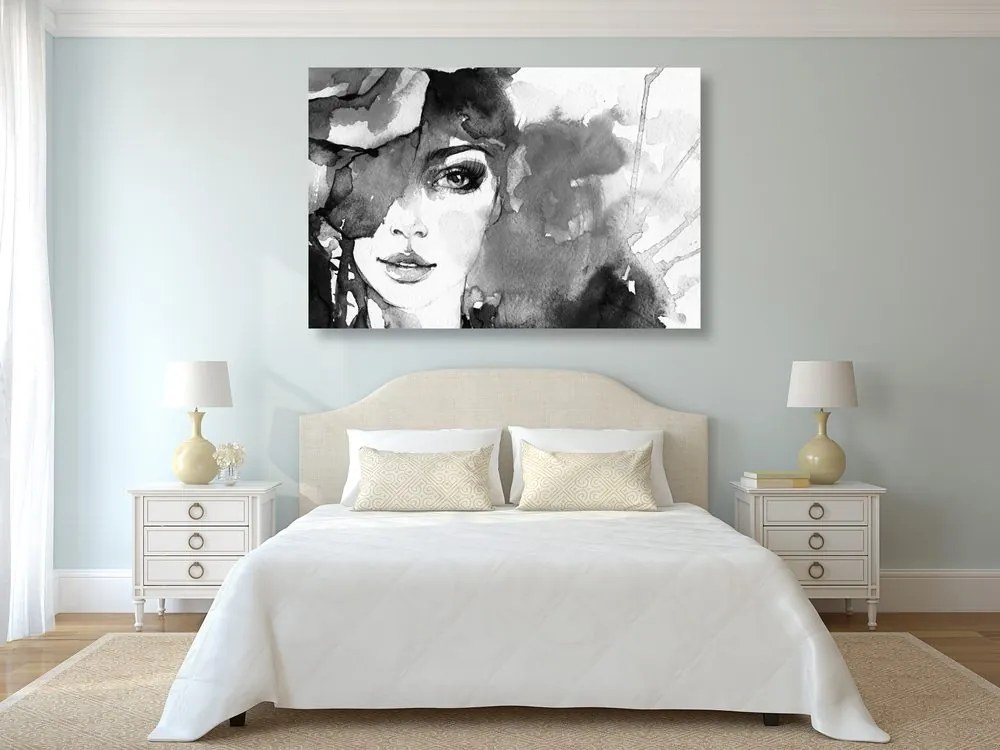 Quadro su tela – Ritratto di donna in bianco e nero