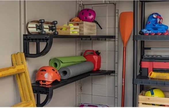 Casetta Da Giardino In Resina 256,5x255x243H Cm Factor 8x8 Beige Keter Con Mensole