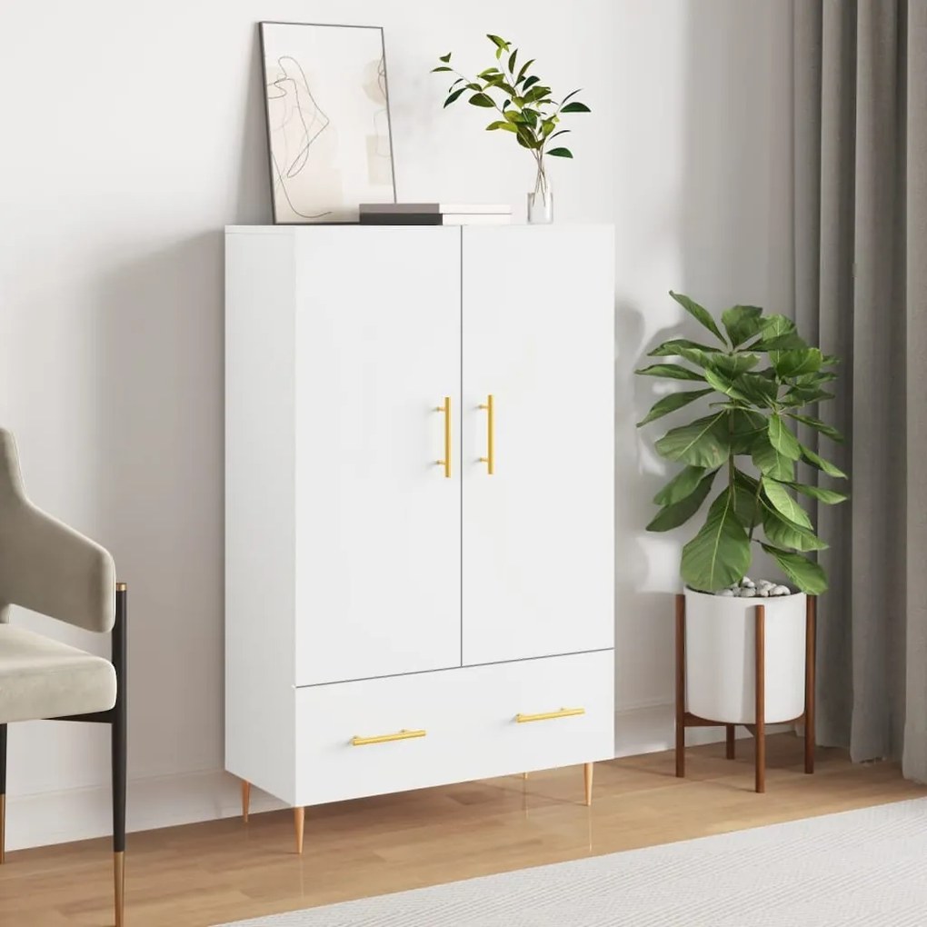 Credenza Bianca 69,5x31x115 Cm İn Legno Multistrato /