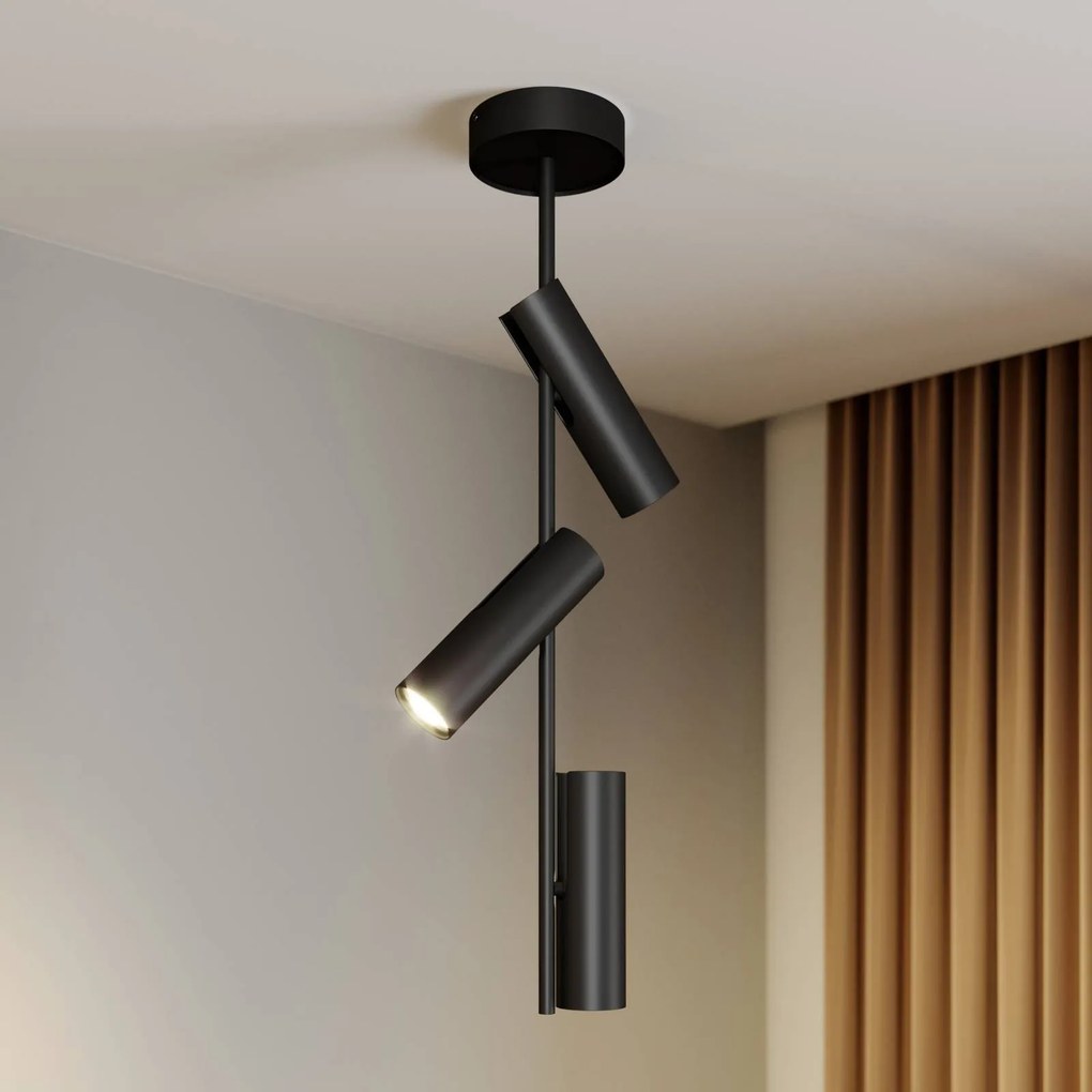 Faretto da soffitto Leda 3, 3 luci, nero SIGMA, dimmerabile, Nero, Soggiorno / Sala da pranzo, Metallo, Moderno, Faretto