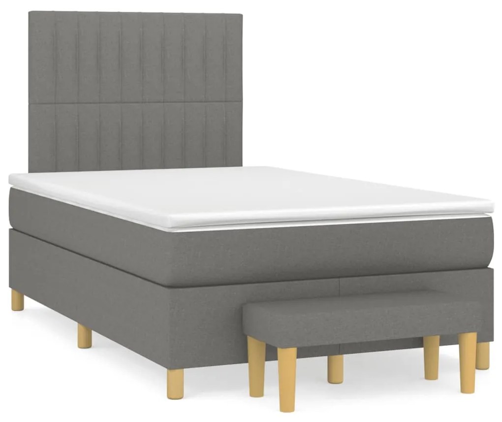 Giroletto a molle con materasso grigio scuro 120x190cm tessuto