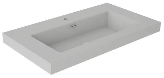 Lavabo da incasso con bordo a vista d'appoggio bacino al centro rettangolare Nantes L 81 x H 6 x P 46 cm in resina grigio