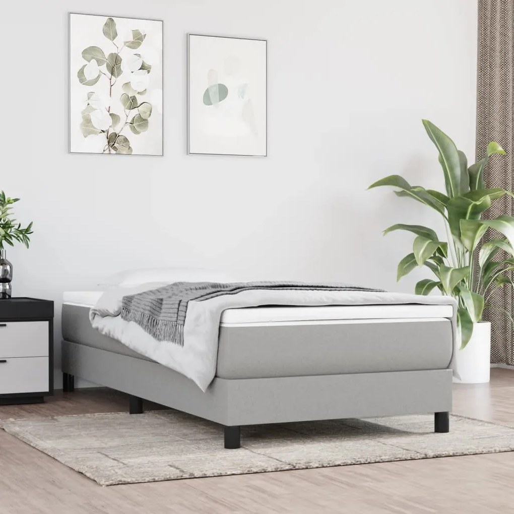 Giroletto A Molle Con Materasso Grigio Chiaro 90x190 Cm Tessuto /