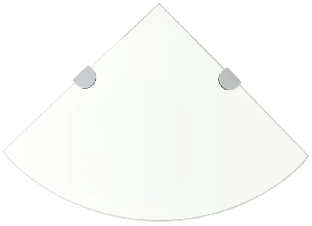 Scaffali Angolari 2 Pz Supporti Cromati E Vetro 25x25 Cm /