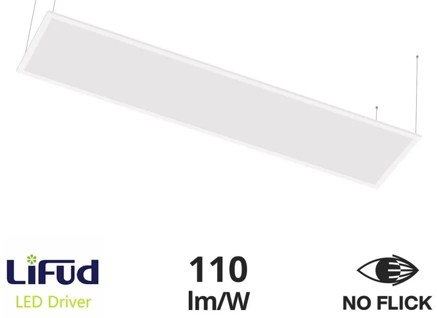 Pannello LED a Sospensione 120x30 40W IP40 No-Flickering - LIFUD Driver Colore Bianco Caldo 3.000K