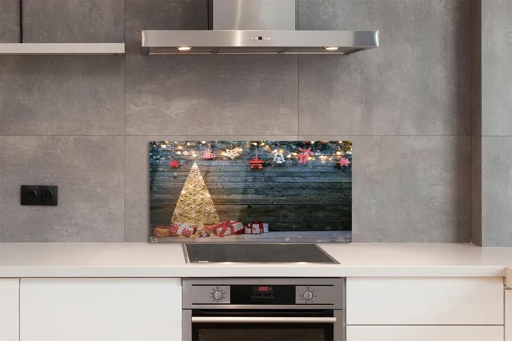 Pannello paraschizzi cucina Albero di Natale, regali, decorazioni per tavole 100x50 cm
