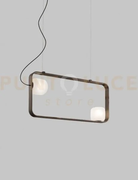 Groove sospensione 90 bianco sfumato bronzo opaco 2 luci attacco  e14