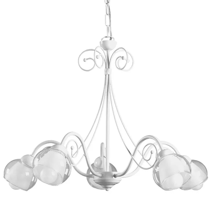 Lampadario Country charm Camilla bianco paralume bianco 5x E14 Ø60cm