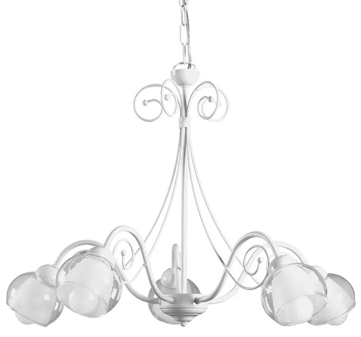 Lampadario Country charm Lampadario Country charm Camilla 5x E14 bianco paralume bianco 5x E14 Ø60cm