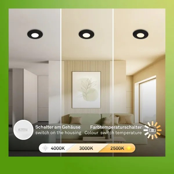 Briloner 7589035 - Set 3x LED dimmerabile per bagno, plafoniera da soffitto KLIRA, 1xLED/4,9W/230V, IP44, nero