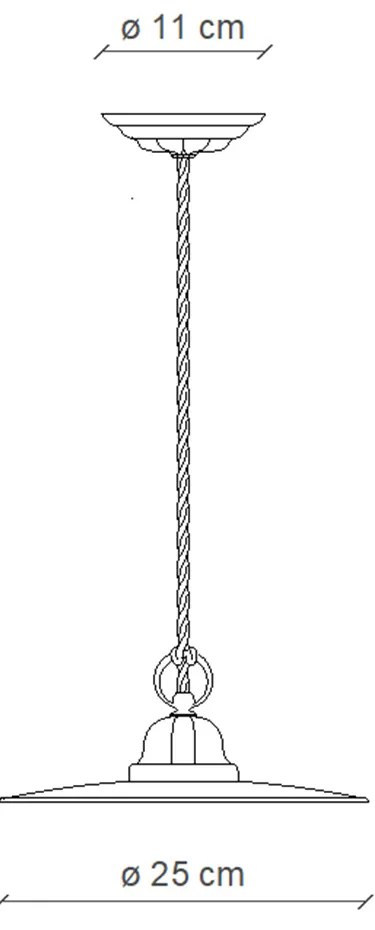 Lampadario Industrial Potenza Ferro E Ceramica Nero Diam. 25Cm 1 Luce E27