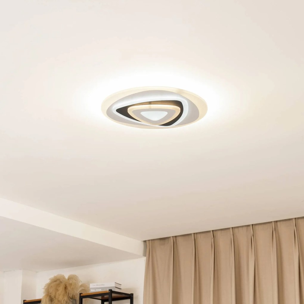 Plafoniera a LED Rebeka Lindby, dimmerabile, Bianco / Opale, Soggiorno / Sala da pranzo, Plastica, Moderno, Plafoniera LED